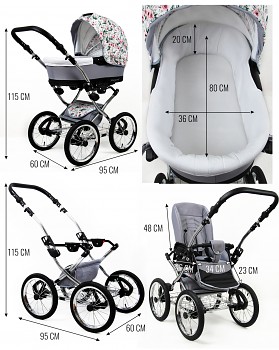 Kočárek Baby Lux Margaret - rozměry