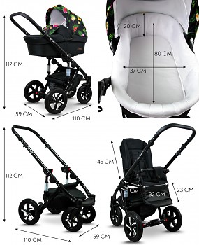 Kočárek Baby Lux Sky Lark Soft Alu - rozměry