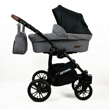 Kočárek Baby Lux Optimal White v provedení Black Grey