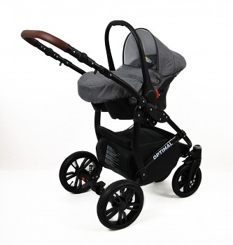 Kočárek Baby Lux Optimal White v provedení Black Grey