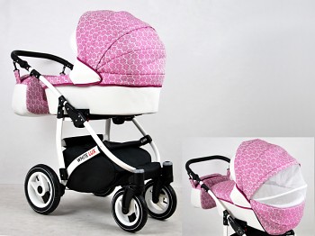 Kočárek Raf-Pol Baby Lux White Lux v provedení Pink