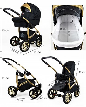 Kočárek Raf-Pol Baby Lux Gold Lux v provedení Onyx