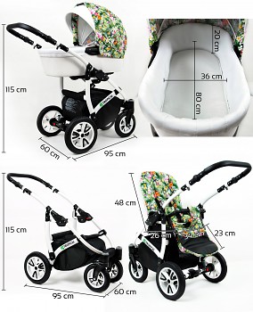 Kočárek BabyLux Tropical v provedení Flowers