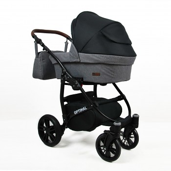 Kočárek Baby Lux Optimal White v provedení Black Grey