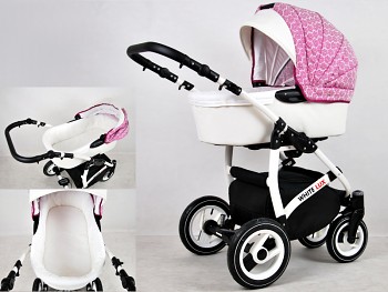 Kočárek Raf-Pol Baby Lux White Lux v provedení Pink