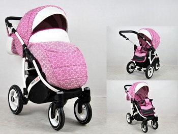 Kočárek Raf-Pol Baby Lux White Lux v provedení Pink