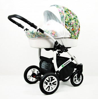 Kočárek BabyLux Tropical v provedení Flowers