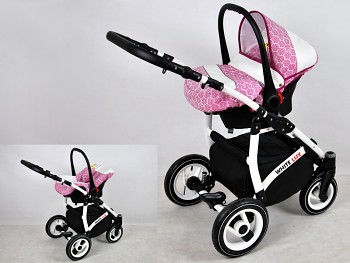 Kočárek Raf-Pol Baby Lux White Lux v provedení Pink