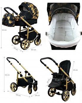 Kočárek Baby Lux Colorlux Gold - rozměry