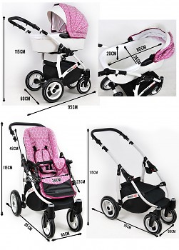 Kočárek Raf-Pol Baby Lux White Lux v provedení Pink