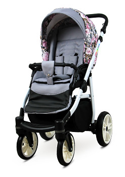 Kočárek Baby Lux Colorlux Alu White Albion Roses On Leopard