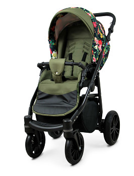 Kočárek Baby Lux Colorlux Alu Black Roses With Tulips On Black