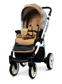 Kočárek Baby Lux Colorlux Alu White Gold Houndstooth