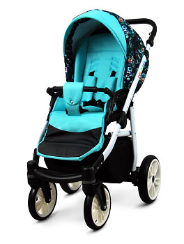 Kočárek Baby Lux Colorlux Alu White Green Garden