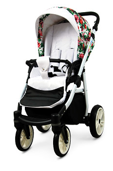 Kočárek Baby Lux Colorlux Alu White Small Roses