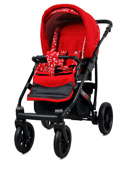 Kočárek Baby Lux Largo Black Red Flowers