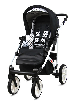 Kočárek Baby Lux Largo White Black Dots