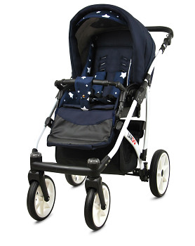 Kočárek Baby Lux Largo White Navy Blue Star