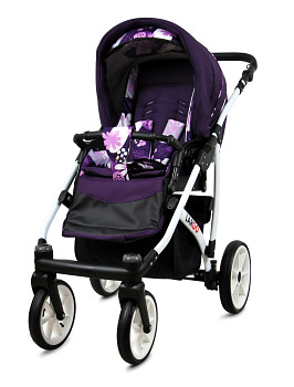 Kočárek Baby Lux Largo White Violet Flowers