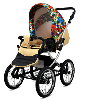 Kočárek Baby Lux Classic Silver Alu Jungle Flowers