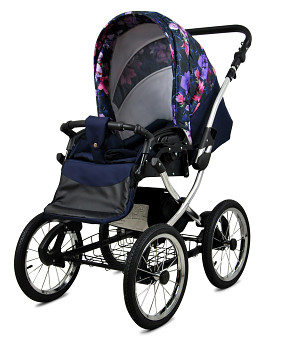 Kočárek Baby Lux Classic Silver Alu Royal Magnolia