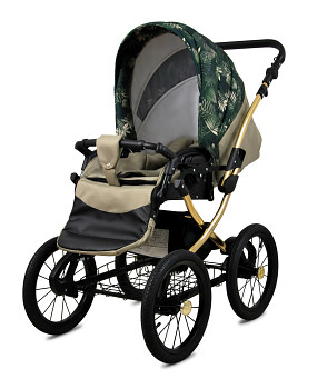 Kočárek Baby Lux Classic Gold Alu Fern Leaf