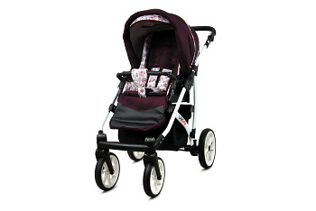 Kočárek Baby Lux Largo White Maroon Flowers