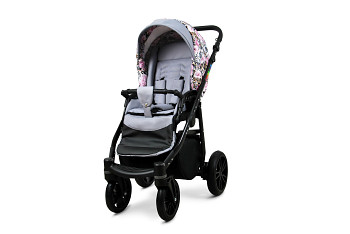 Kočárek Baby Lux Colorlux Alu Black Albion Roses On Leopard
