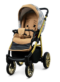 Kočárek Baby Lux Colorlux Alu Gold Gold Houndstooth
