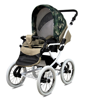 Kočárek Baby Lux Classic White Alu Fern Leaf