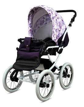 Kočárek Baby Lux Classic White Alu Lilac Flowers