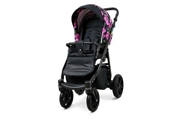 Kočárek Baby Lux Colorlux Alu Black Bouquets Peony On Black