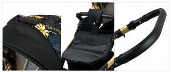 Kočárek Raf-Pol Colorlux v provedení Gold Jungle se zlatým podvozkem