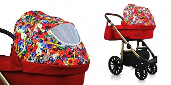Kočárek Baby Lux Aspero v provedení Red Tulips