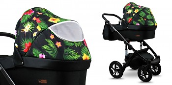 Kočárek Baby Lux Sky Lark Soft Alu Black v provedení Paradise Flowers