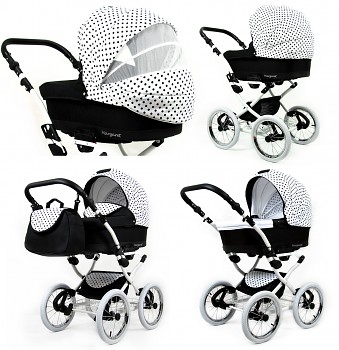 Kočárek Baby Lux Margaret White Black Dots