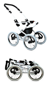 Kočárek Baby Lux Classic White Alu Black Dots