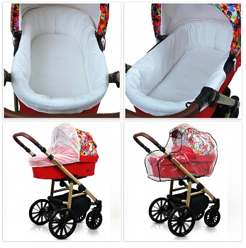 Kočárek Baby Lux Aspero v provedení Red Tulips