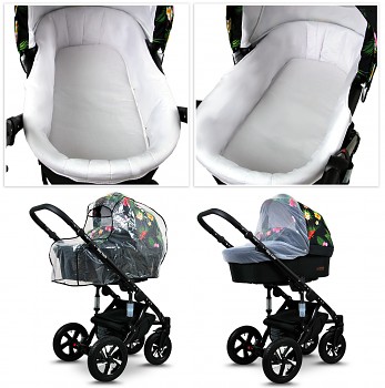 Kočárek Baby Lux Sky Lark Soft Alu Black v provedení Paradise Flowers