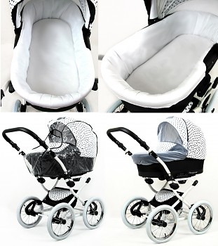 Kočárek Baby Lux Margaret White Black Dots