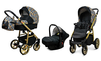 Kočárek Baby Lux Colorlux Alu Gold Gold Grille s autosedačkou za příplatek