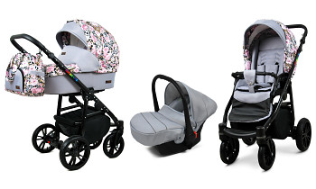 Kočárek Baby Lux Colorlux Alu Black Albion Roses On Leopard s autosedačkou za příplatek