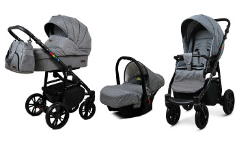 Kočárek Baby Lux Colorlux Alu Black Grey Flex s autosedačkou za příplatek