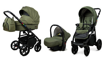 Kočárek Baby Lux Colorlux Alu Black Olive s autosedačkou za příplatek