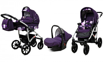 Kočárek Baby Lux Largo Violet Flowers s autosedačkou za příplatek