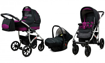 Kočárek Baby Lux Largo Black Purple s autosedačkou za příplatek