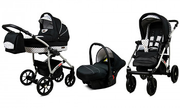 Kočárek Baby Lux Largo Black Dots s autosedačkou za příplatek