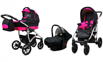 Kočárek Baby Lux Largo Black Magenta s autosedačkou za příplatek