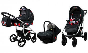 Kočárek Baby Lux Largo Black Moro s autosedačkou za příplatek