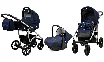 Kočárek Baby Lux Largo Navy Blue Star s autosedačkou za příplatek